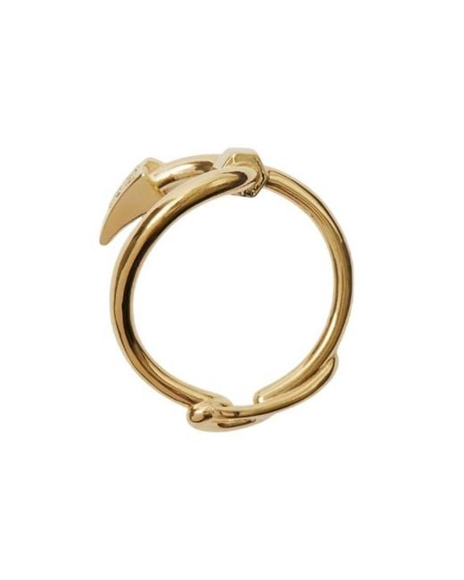 Burberry Metallic Plated Hook Pave Ring for men