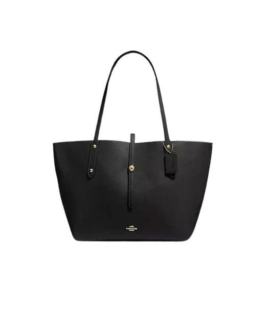 COACH Black Pebble Leather Market Tote
