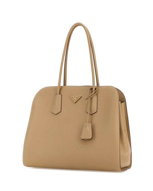 Prada Natural Leather Shopping Bag