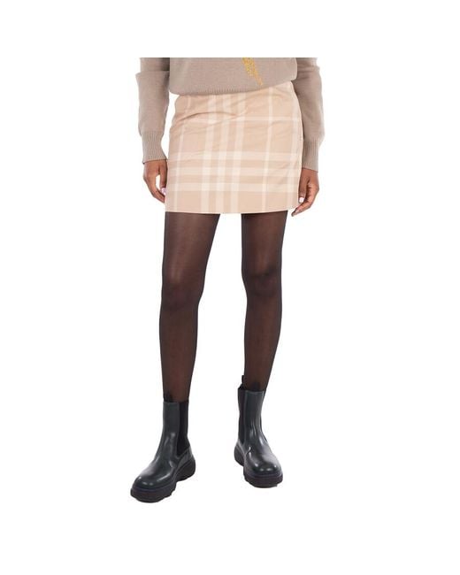Burberry Natural Check Printed Mini Skirt, Brand Size 4 Us
