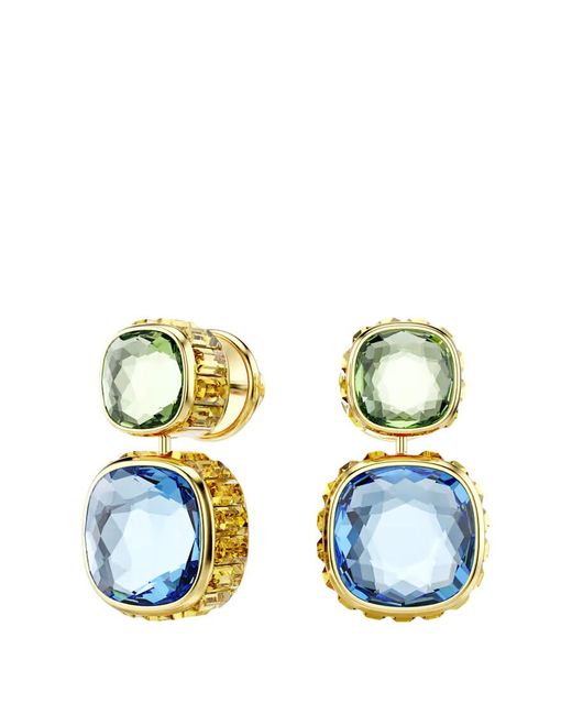 Swarovski Blue Cushion Cut Chroma Drop Earrings