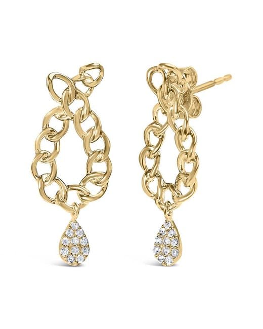 Haus of Brilliance Metallic 14K Plated .925 Sterling 1/10 Cttw Diamond Chain Link Teardrop Dangle Earrings