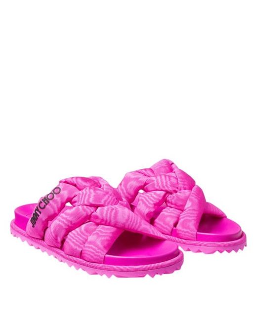 Jimmy Choo Pink Kes Moire Fabric Flat Sandals, Brand Size 34.5 Us