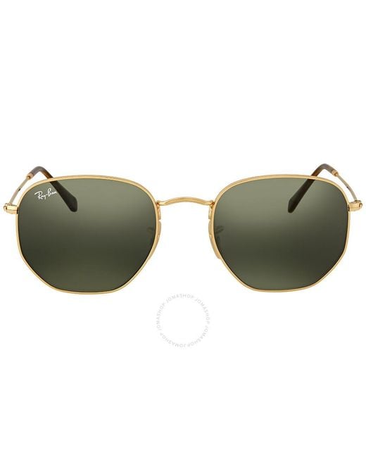 Ray-Ban Brown Hexagonal Flat Lenses Green Sunglasses Rb38n 001