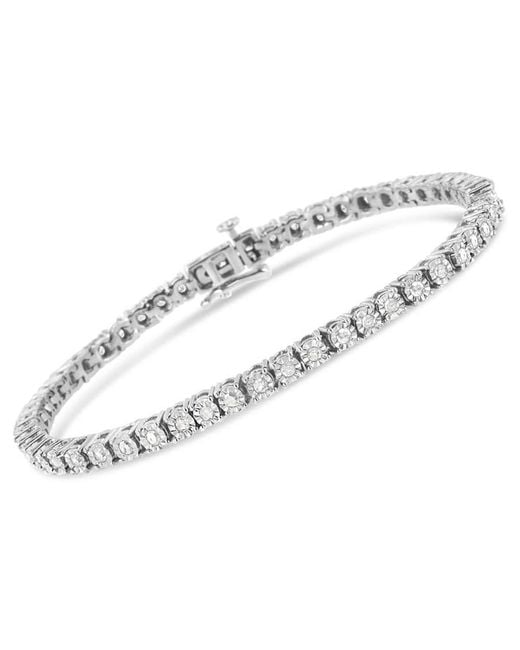 Haus of Brilliance Metallic 925 Sterling 1.0 Cttw Miracle-Set Diamond Round Faceted Bezel Tennis Bracelet (I-J Color, I3 Clarity) for men