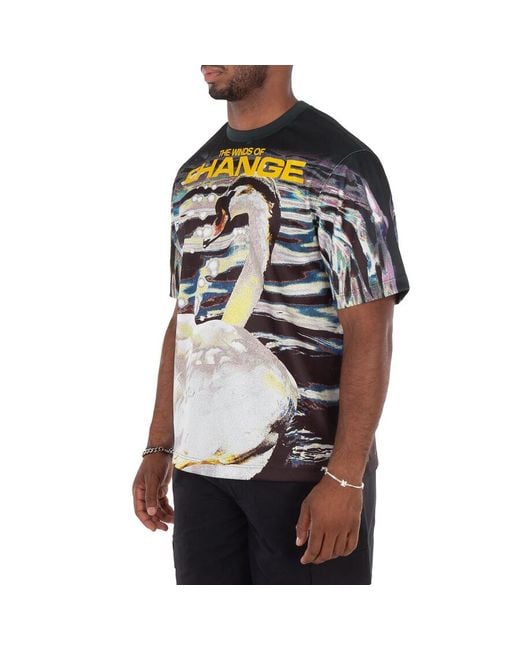 Burberry Green Crew Neck Graphic Print T-Shirt for men