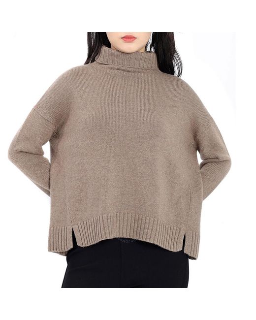 Max Mara Gray Trau Wool And Cashmere High-neck Knitted Sweater