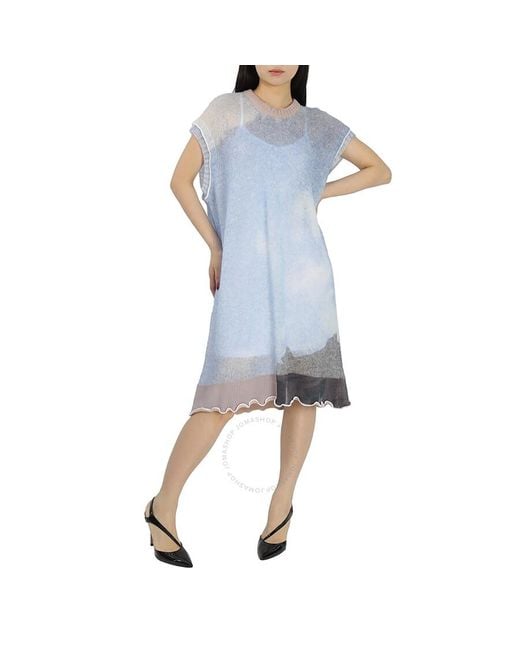 MM6 by Maison Martin Margiela Blue Mm6 Sky-print Knitted Dress