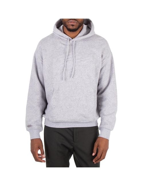 Lacoste Gray Relaxed Fit Floral Print Cotton Hoodie for men