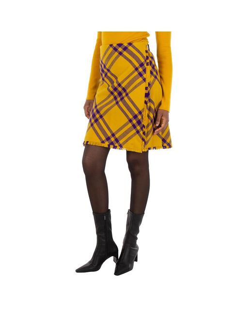 Burberry Yellow Embroidered Wool Skirt