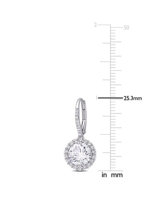 Amour White 5 /12 Ct Tgw Created Sapphire And 1/10 Ct Tw Diamond Halo Leverback Earrings for men