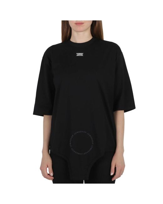 Burberry Black Logo Applique Cut-out Hem Oversized T-shirt