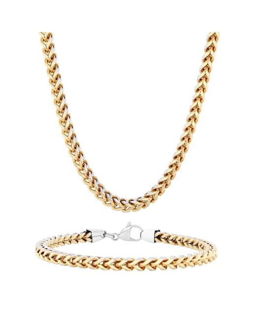 Robert Alton Metallic Finish Stainless Steel Chain And Bracelet Set For for men