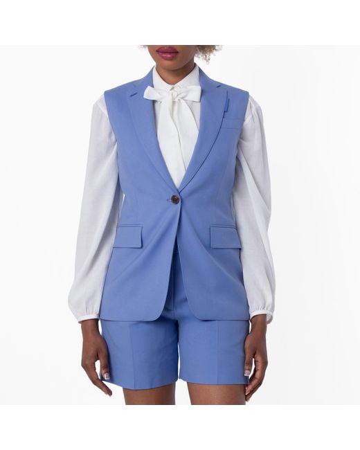 Burberry Blue Sleeveless Tailored Jacket, Brand Size 6 (Us for men