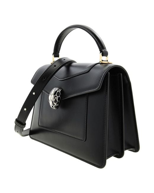BVLGARI Black Serpenti Forever Medium Top Handle Bag