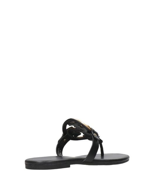 Tory Burch Black Miller Soft Metal Logo Sandals for men