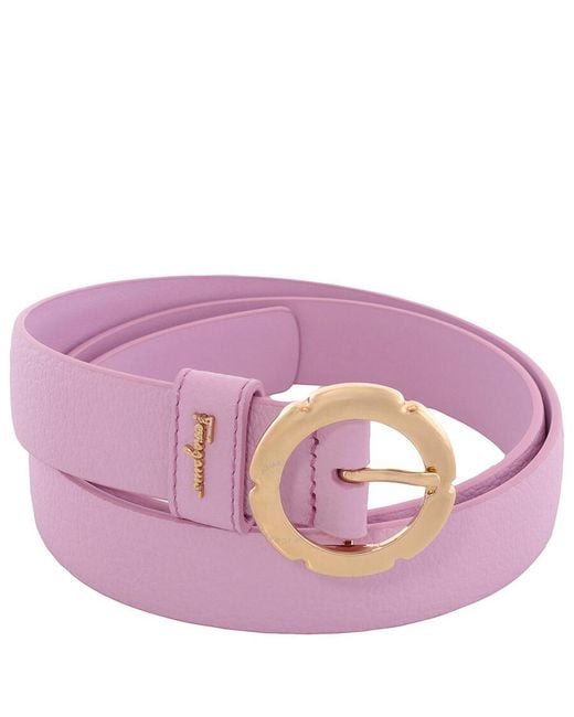 Ferragamo Engraved Logo Gancini Leather Belt in Purple Lyst