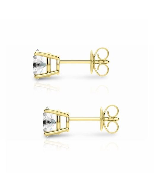Tresorra White 14K Oval Cut Earth Mined Diamond Stud Earrings