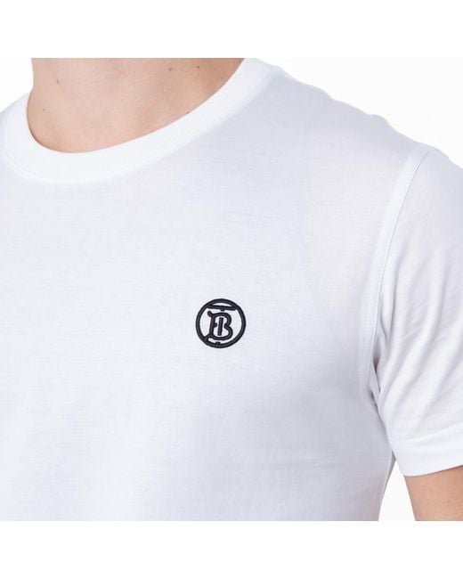 Burberry White Parker Tb Logo Cotton T-Shirt for men