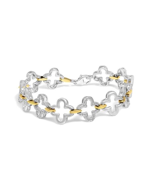 Haus of Brilliance Metallic 925 Two-Tone Sterling 1/10 Cttw Natural Round Diamond Fashion Tennis Bracelet (I-J Color, I1-I2 Clarity)