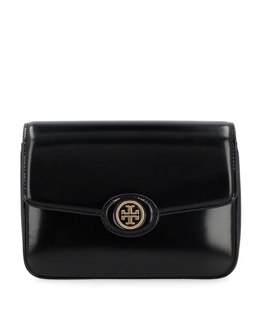 Tory Burch Black Robinson Spazzolato Convertible Shoulder Bag