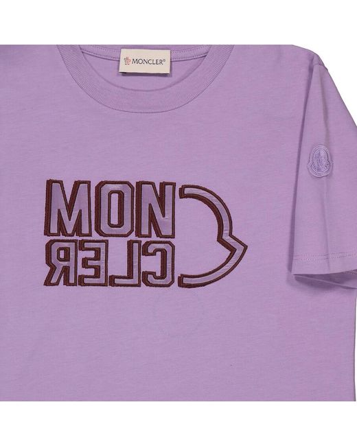Moncler Purple Girls Lavender Cotton Logo T-shirt