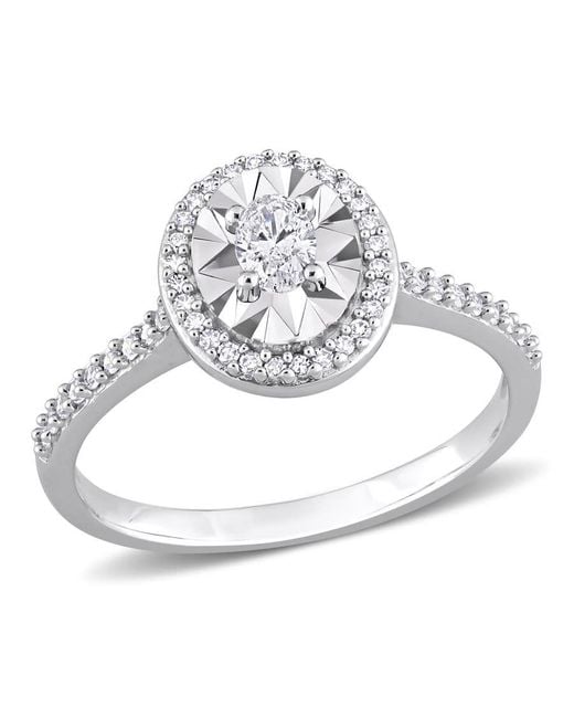 Amour Women's Metallic 1/3 Ct Tw Oval And Round-Cut Diamond Ring