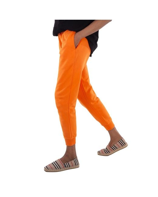 Burberry Orange Cotton Embroidered Logo Patch Joggers