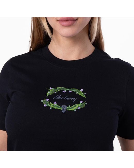 Burberry Black Thistle Logo Cotton T-Shirt