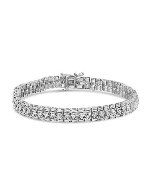 Haus of Brilliance Metallic 925 Sterling 1.0 Cttw Diamond Collar Line Link Bracelet (I-J Color, I1-I2 Clarity) for men