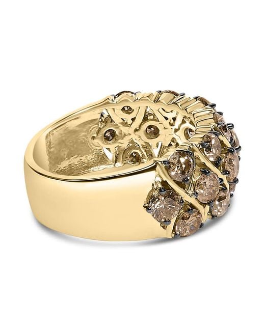 Haus of Brilliance Metallic 10K Plated .925 Sterling 3.0 Cttw Champagne Diamond Multi Lattice Band Ring for men