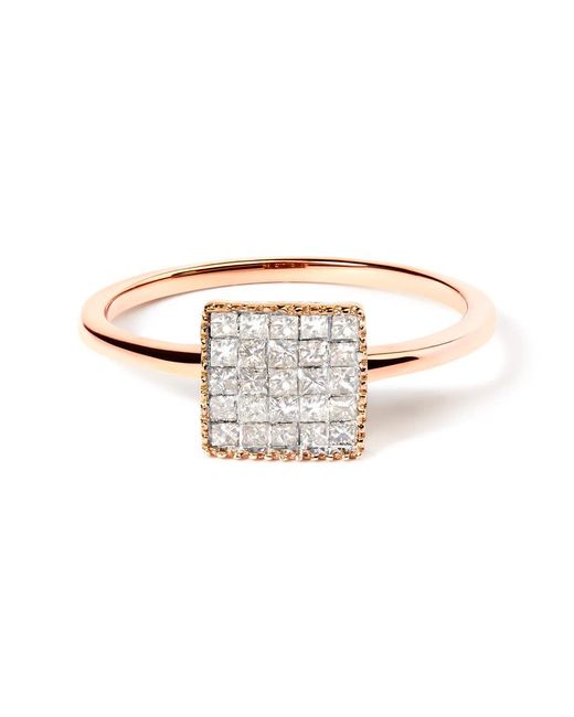 Haus of Brilliance Metallic 10K Rose 1/3 Cttw Invisible Set Princess Cut Diamond Composite Square Shape Ring