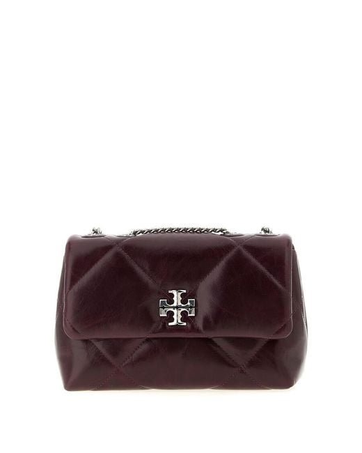 Tory Burch Purple Small Kira Burgundy Leather Crossbody Bag