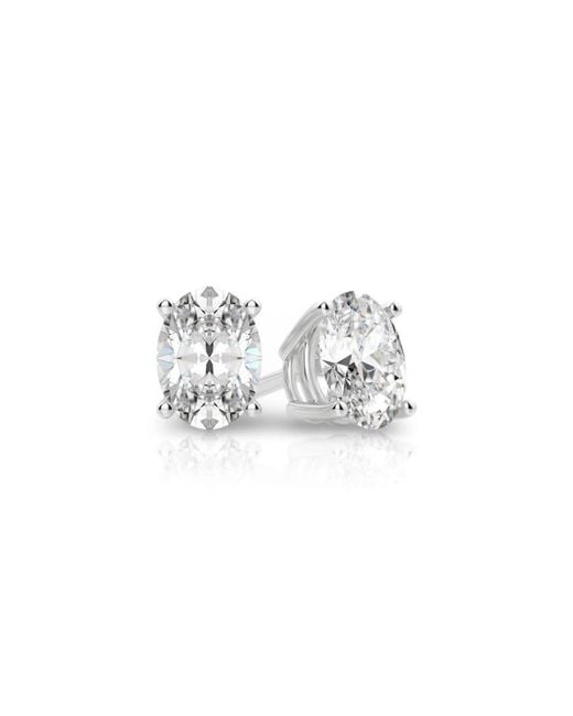 Tresorra White 14K Oval Cut Earth Mined Diamond Stud Earrings