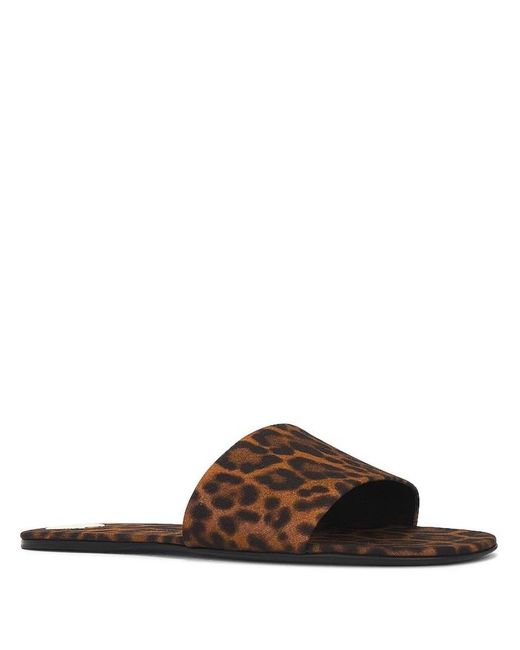 Saint Laurent Brown Leopard Grosgrain Carlyle Slides, Brand Size 38 Us