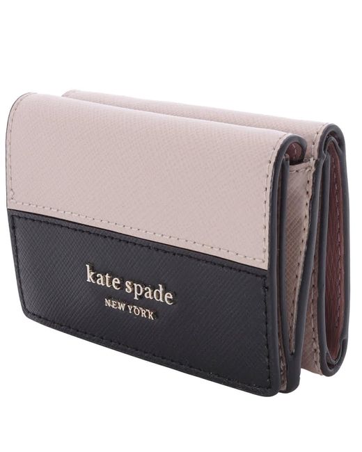 Kate Spade Natural Mini Trifold Black Spencer Wallet
