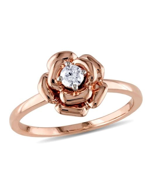 Amour Metallic 1/7 Ct Tw Diamond Rose Bud Ring