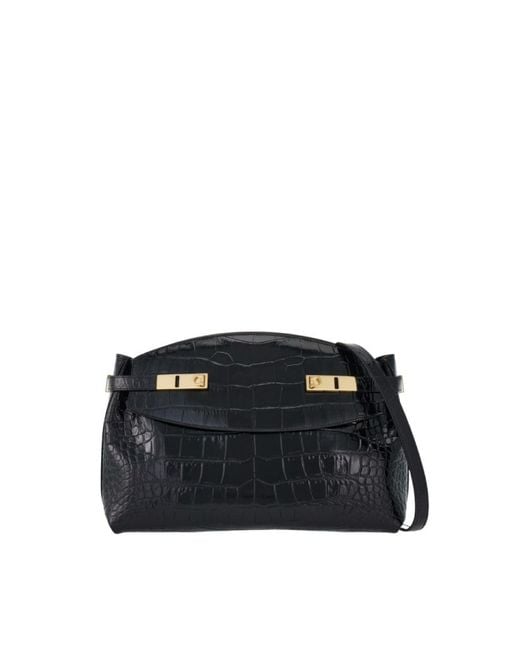 Ferragamo Black Hug Gancini-Buckled Calfskin Shoulder Bag