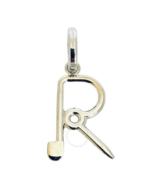 Burberry Metallic Silver Kilt Pin R Alphabet Charm