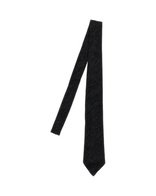 Brunello Cucinelli Black Dark Textured Necktie for men