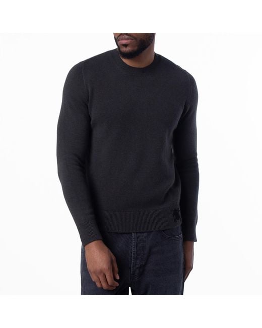 Burberry Black Equestrian Knight Motif Cashmere Sweater for men