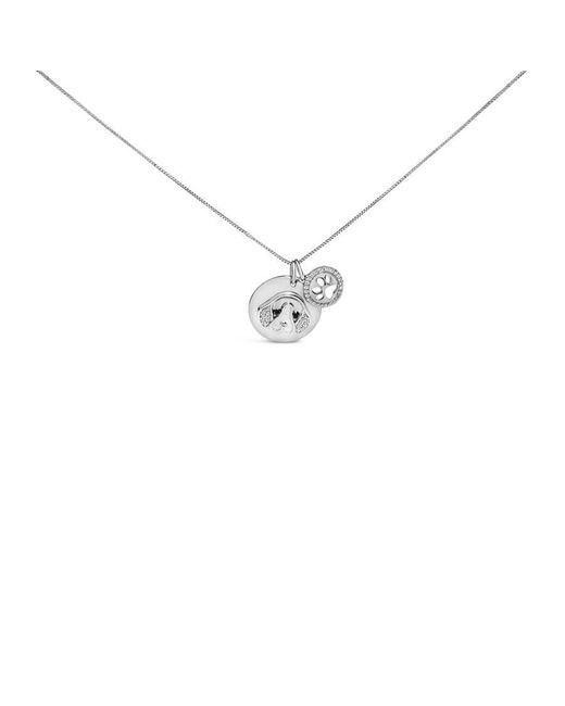 Haus of Brilliance Metallic Sterling 1/5 Cttw And Diamond Beagle Dog Medallion And Charm 18" Pendant Necklace for men