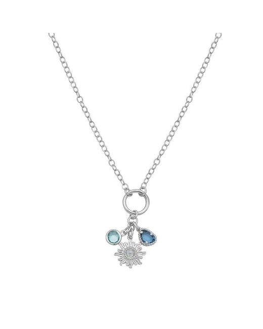 Tresorra Metallic Sterling Sunflower Cz Charm Necklace