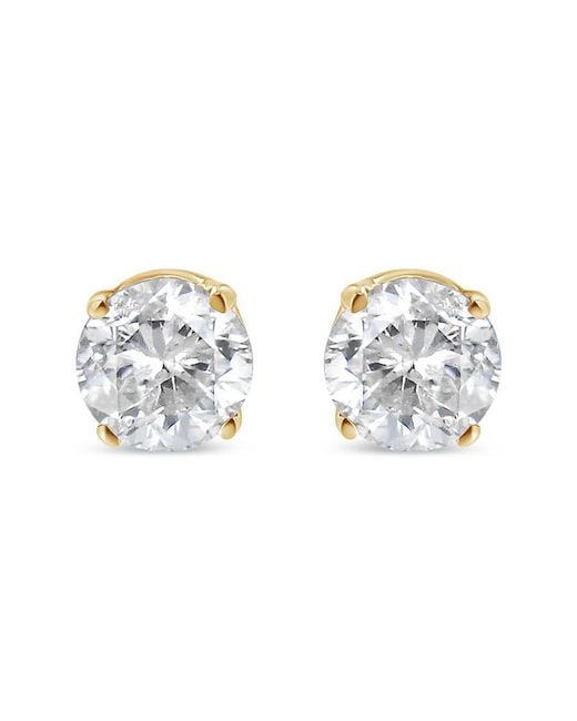 Haus of Brilliance Metallic Ags Certified 14k Yellow Gold 1/2 Cttw 4 Prong Set Brilliant Round-cut Solitaire Diamond Push Back Stud Earrings
