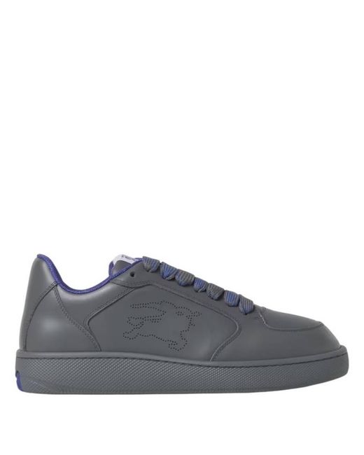 Burberry Gray Stock Leather Ekd Low-Top Sneakers, Brand Size 40 Us for men