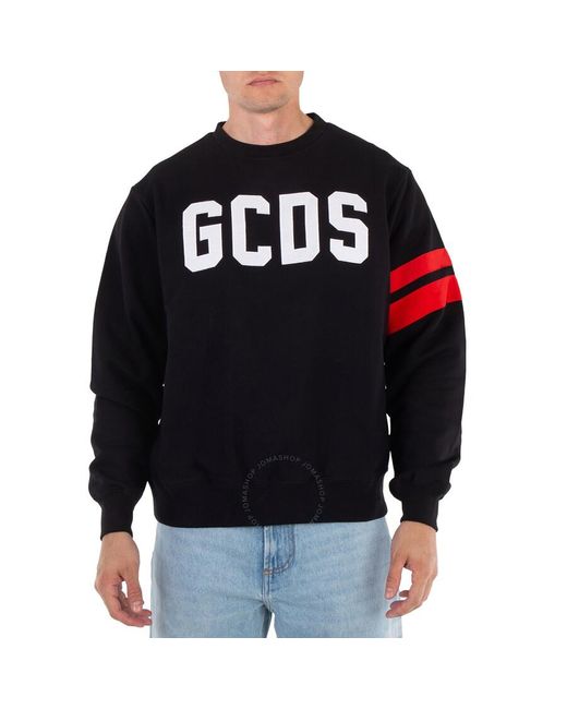 Gcds Black Logo Crewneck Regular Fit Sweater for men