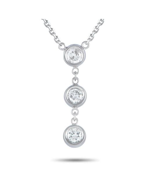 LB Exclusive Metallic 14K 0.45Ct Diamond 3 Stone Necklace
