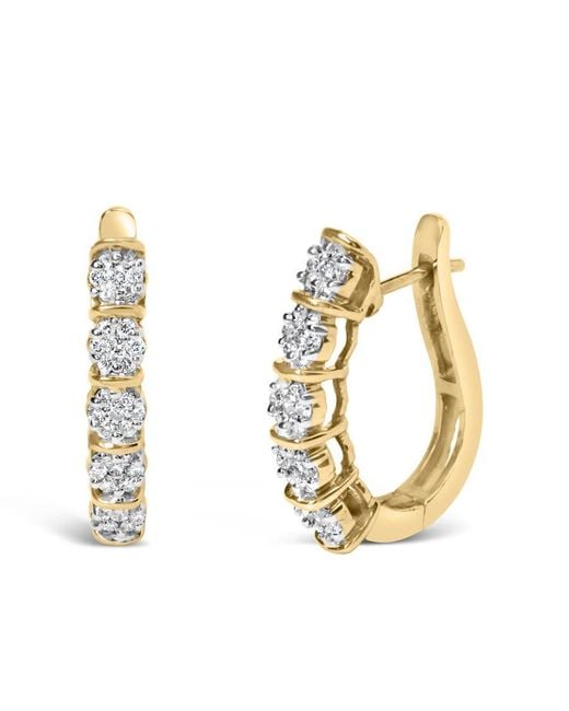 Haus of Brilliance Metallic 14K 1/2 Cttw Diamond Cluster Hoop Earrings (H-I Color, Si2-I1 Clarity)