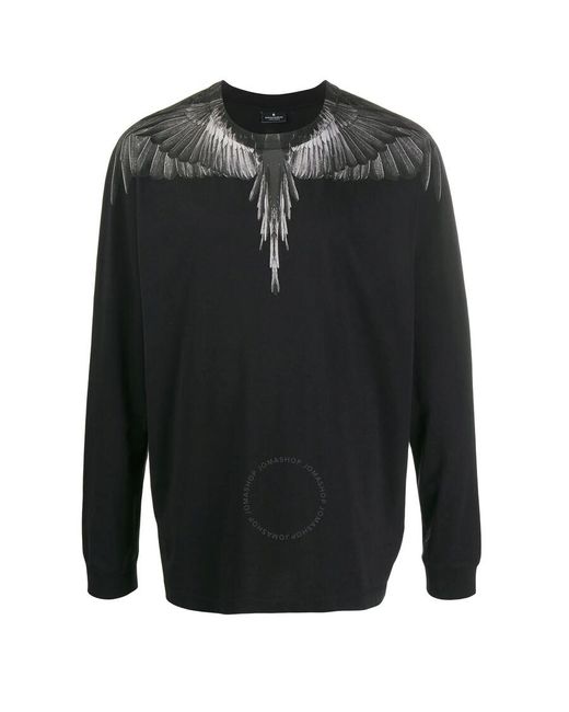 Marcelo Burlon Black Wings Long Sleeve Cotton T-shirt for men