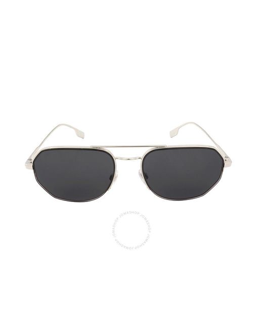 Burberry Henry Gray Border Black Irregular Sunglasses Be3140 100587 57 for men